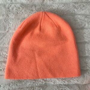 Women's Coral Orange Knit Beanie Hat